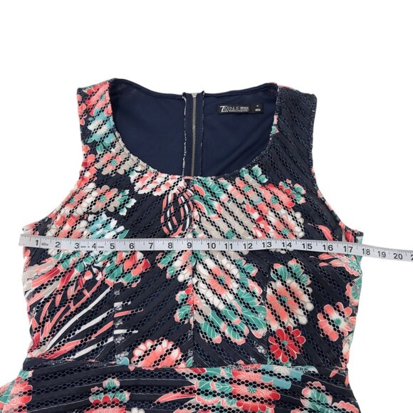 7th Avenue Design Studio Women Floral Striped Textured Sleeveless Peplum Top M - Picture 5 of 12